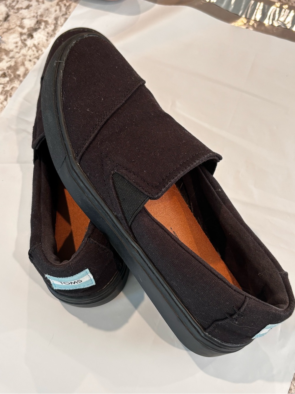 Toms Slip-On Loafers in Black Canvas size 6W